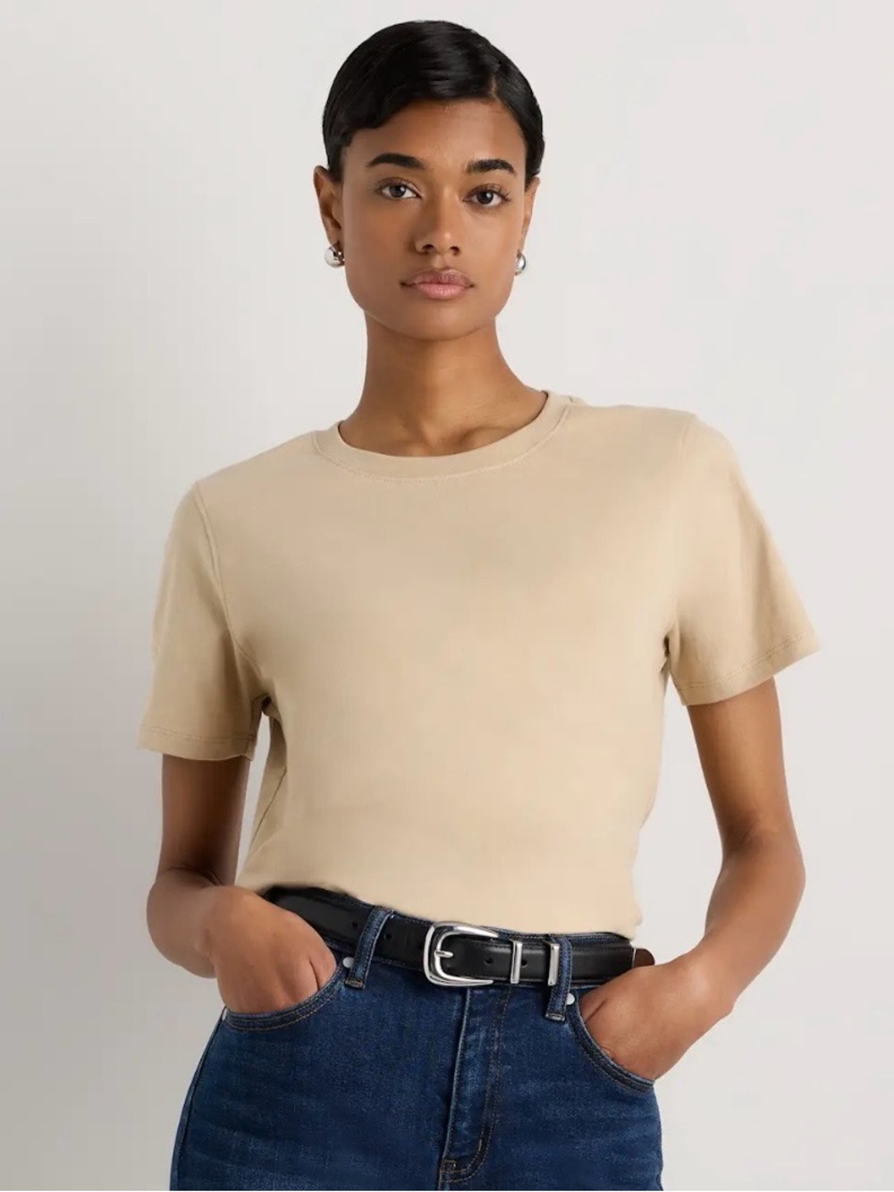 Quince Cropped Cotton Tee M